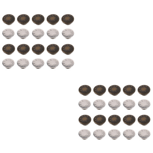 40 Pcs Jeans Fastener Button Snap Detachable No Sew Pants 2