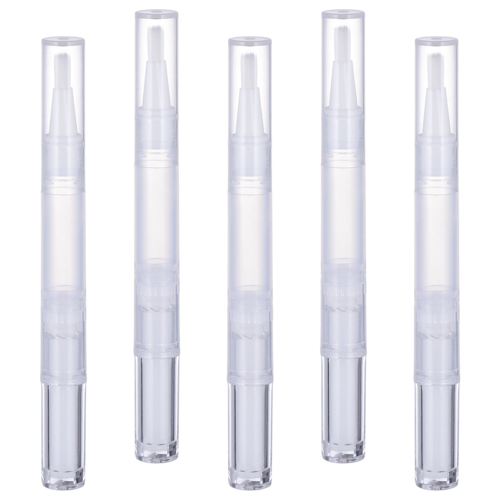Solustre White 5Pcs 3Ml Transparent Empty Nail Oil Pens With Brush Tip Applicators