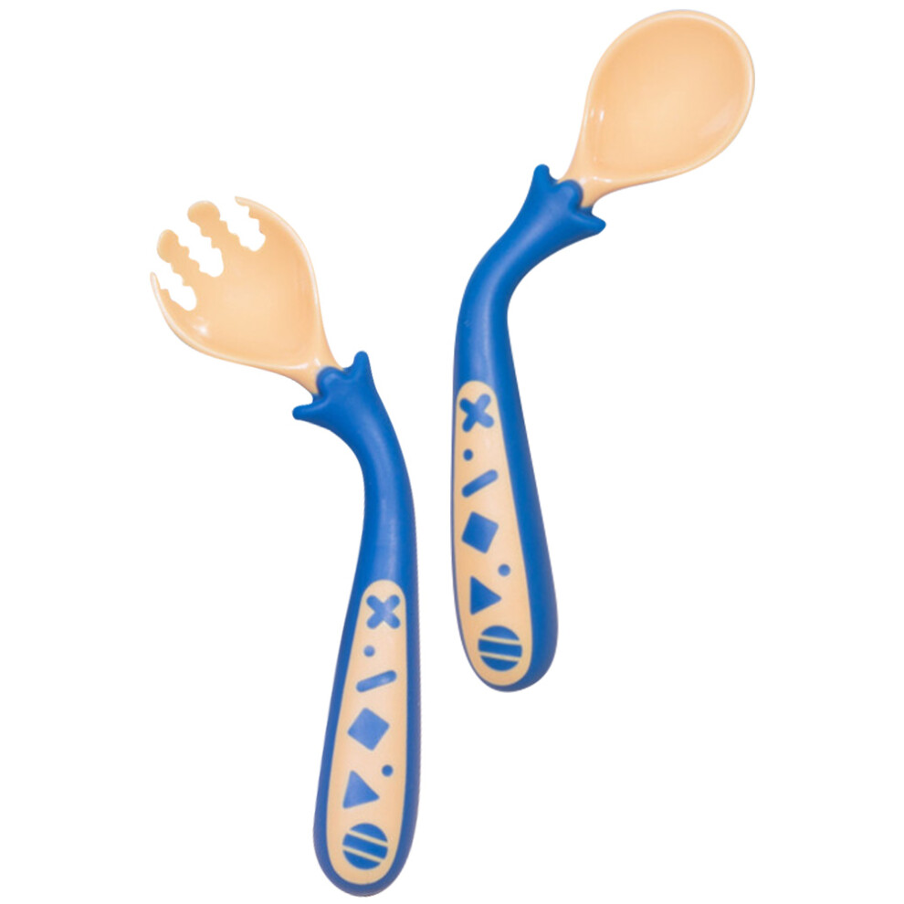 1 Set Baby Spoon Fork With Case Bendable Training Tableware Solustre