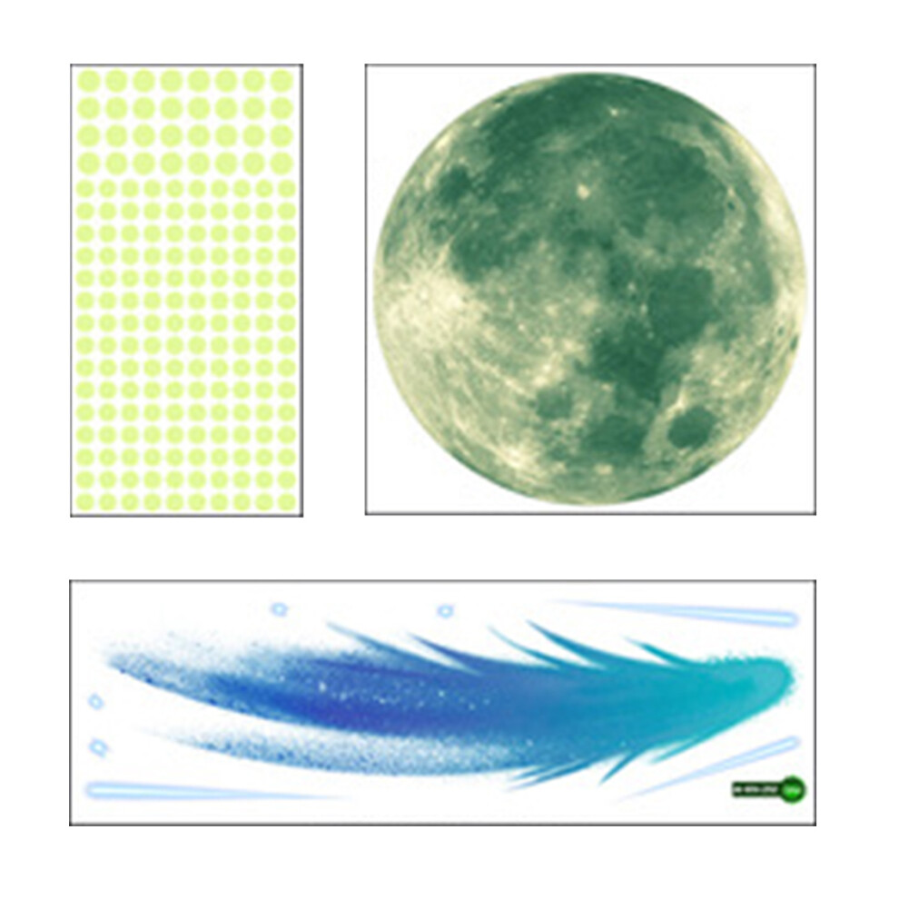 1 Set Bedroom Space Theme Glow In The Full Moon Sticker Dark Aboofan