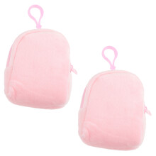 4Pcs Portable Pink Plush Keychain Pouch Small Bag for Children