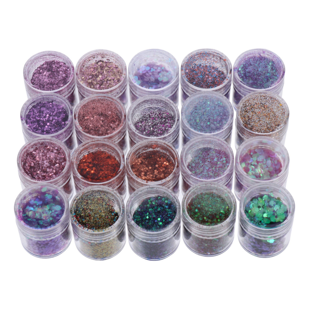 Ohphcall 20Pcs Nail Art Sequin Decors Manicure Ornaments Glitter Powders