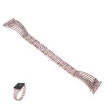 1Pc Stainless Steel Rhinestone Fan Watch Band For Rose Pink