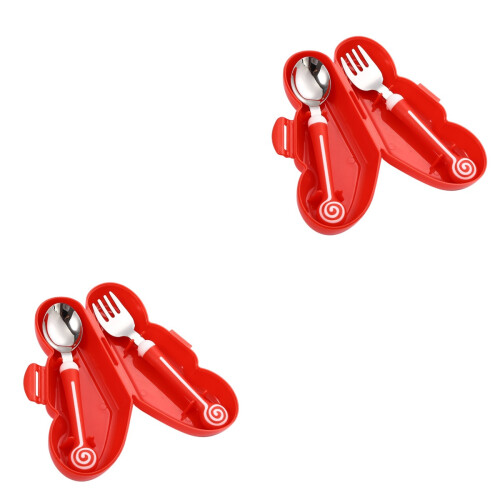 2 Sets Kids Tableware With Silicone Handle For Toddlers 2