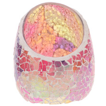 3Pcs Mosaic Glass Pillar Tea Light Votive Candle Holder