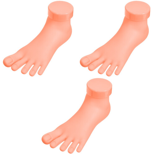 3Pcs Pink Nail Art Foot Model Bendable Manicure Training Tool Practice 2