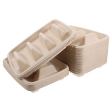 50pcs Disposable Taco Holders with 3 Dividers Pulp Sushi Stand