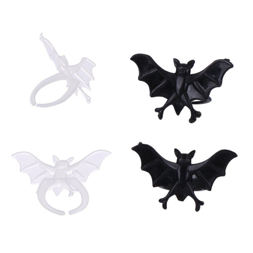 3 Sets 50Pcs Halloween Bat Finger Rings Luminous