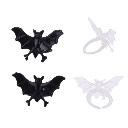 3 Sets 50Pcs Halloween Bat Finger Rings Luminous 1