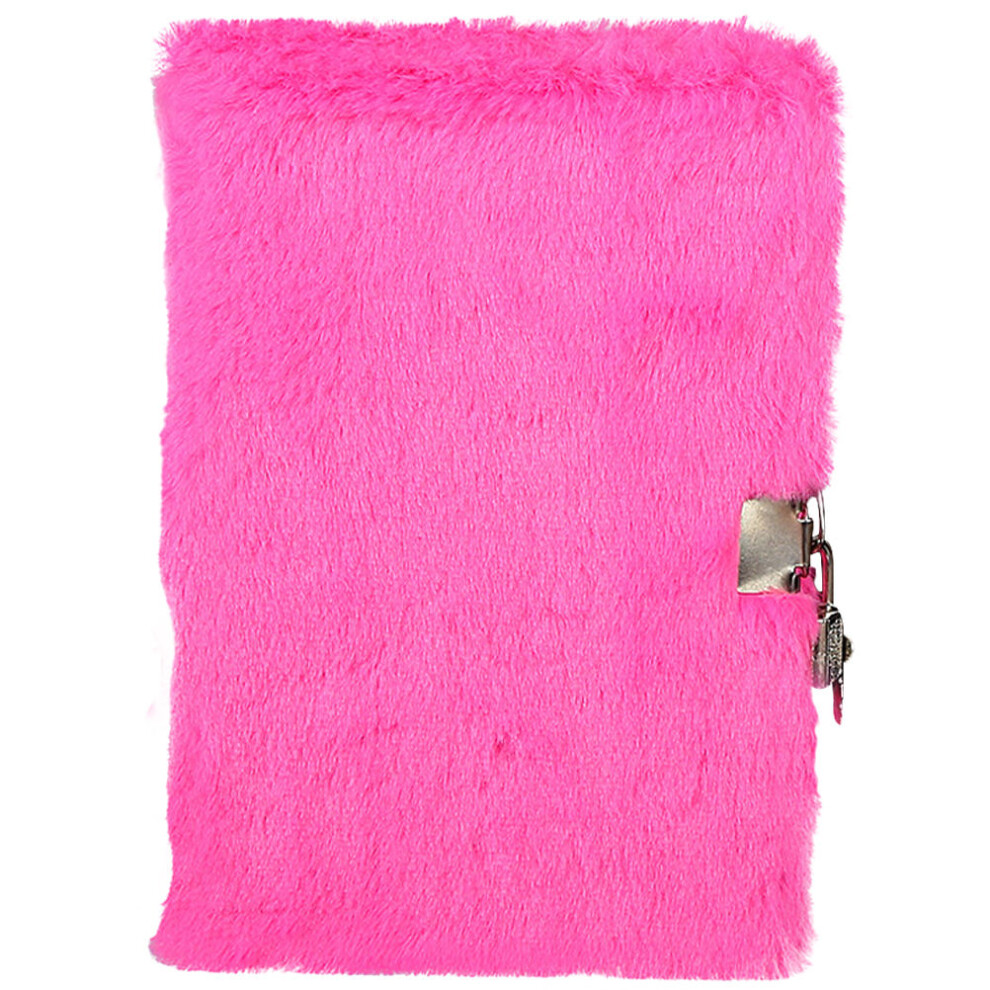 Plush Cover Notebook With Lock Design Decorative Notepad Gift-image-OPC-PKX2PRY-NEW