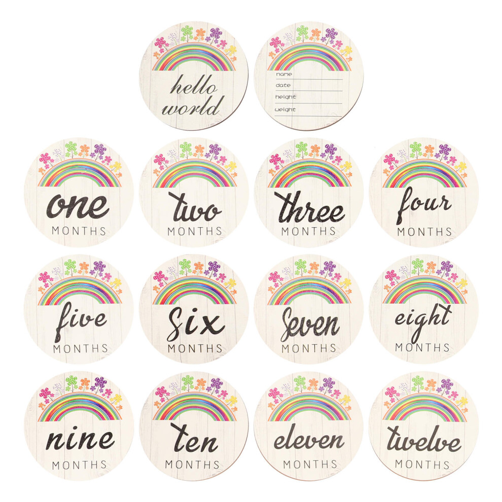 14Pcs Wooden Baby Monthly Milestone Cards Newborn Souvenir Artibetter
