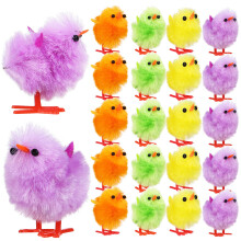 24Pcs Easter Chicks Mini Colorful Plush Fuzzy Decoration