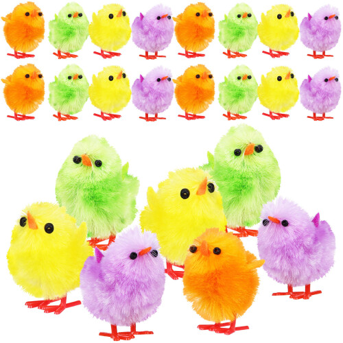 24Pcs Easter Chicks Mini Colorful Plush Fuzzy Decoration 1
