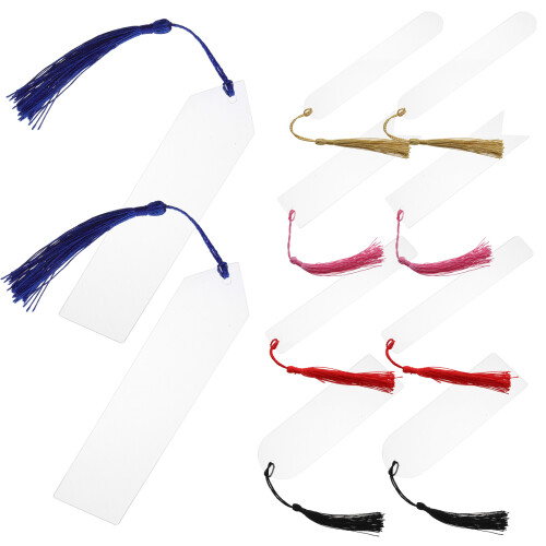 4 Sets Clear Acrylic Bookmarks Blank DIY With Tassels 2