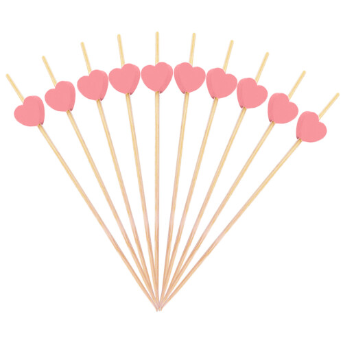 100Pcs Fruit Picks Heart Cocktail Food Picks Disposable 2