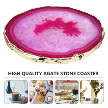 4 Pcs Agate Stone Coaster Round Heat Insulation Mug Pad