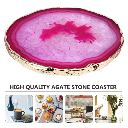4 Pcs Agate Stone Coaster Round Heat Insulation Mug Pad