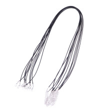 20 Pcs Black Wax Line Necklace Cord With Lobster Clasp And Beads