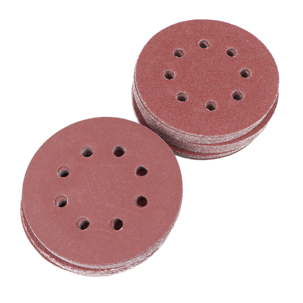 100Pcs 5In Disc Sandpaper Kit, Alumina, 8 Holes, 10 Grits 8721351955598