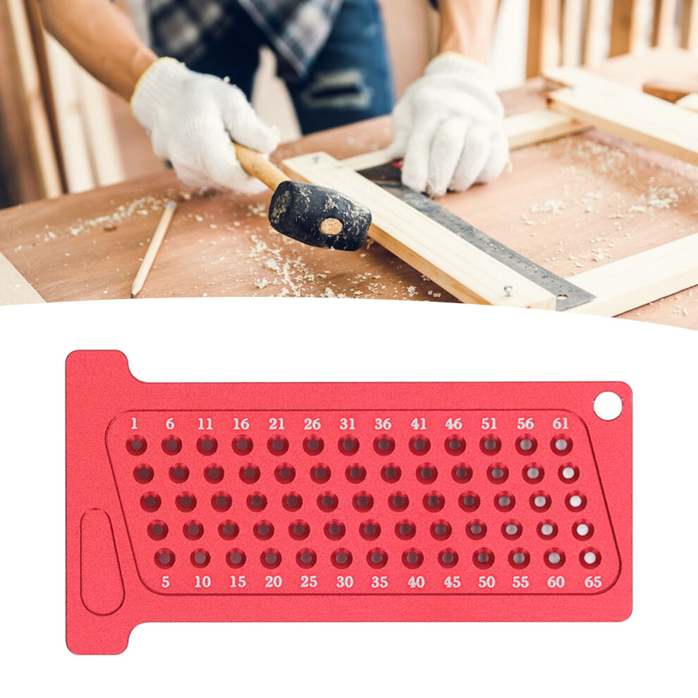 65Mm Aluminum Red Woodworking Hole Positioning Scriber Ruler 4691351956151