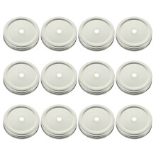 24 Pcs Straw Hole Iron Mason Cup Lids For Mason Jars Home Use