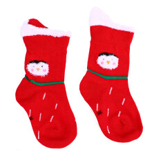 2 Pairs Christmas Themed Kids Cotton Socks With Penguin Pattern