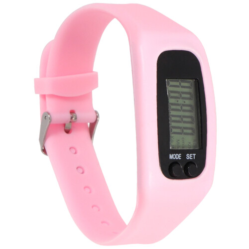 3 Pcs Silicone Smart Pedometer Band For Running Walking Pink