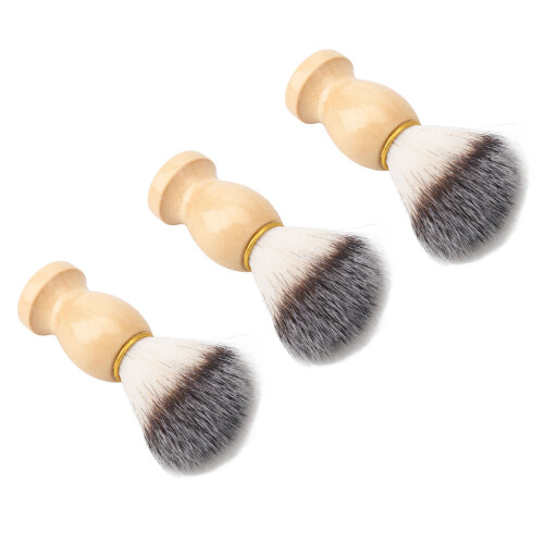 3-teiliges Bart-Schaumpinsel-Set, Holzgriff, weiche Borsten