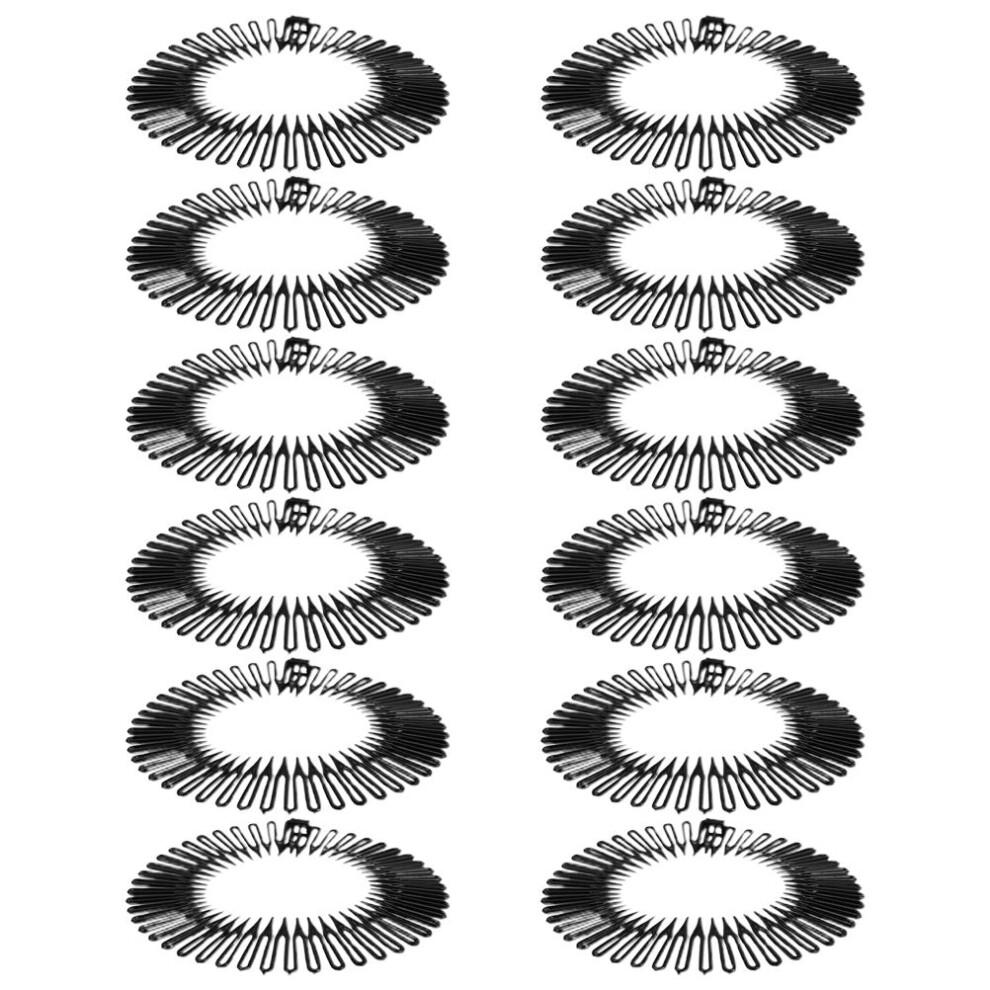 Vaguelly Unisex Black 100 Pcs Elastic Hair Comb Headbands For Women Â Stretchy Clips