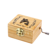 3Pcs Wooden Music Box With Dolphin Design Hand Cranked Mechanical Gift