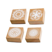 12 Pcs Lace Printed Wooden Rubber Stamper For Diy Diary Decor