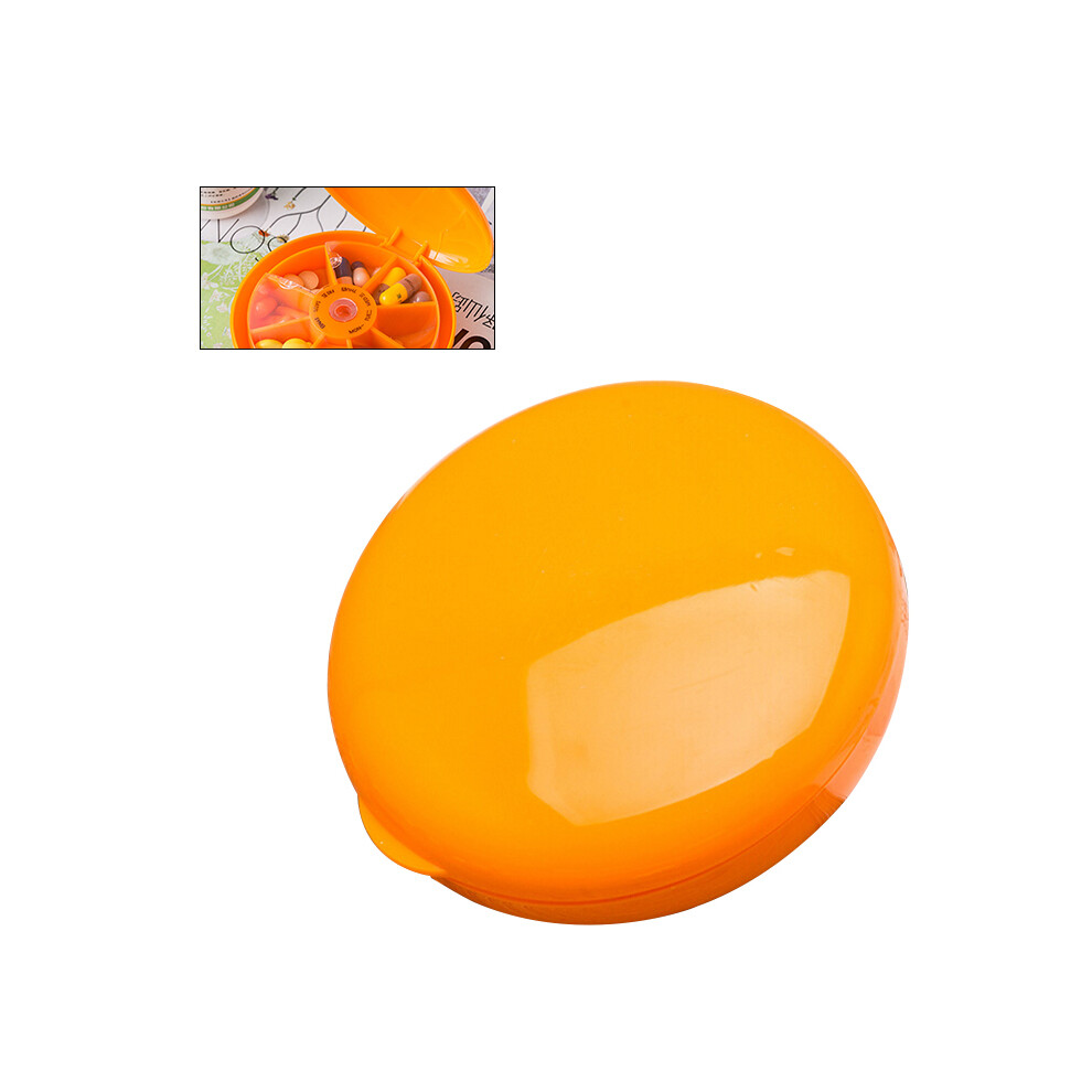 Totority Orange 3Pcs Mini Round Weekly Pill Organizer 7 Compartment Portable