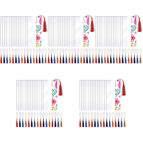 200 Pcs Clear Acrylic Blank Bookmarks With Tassels For Diy 2
