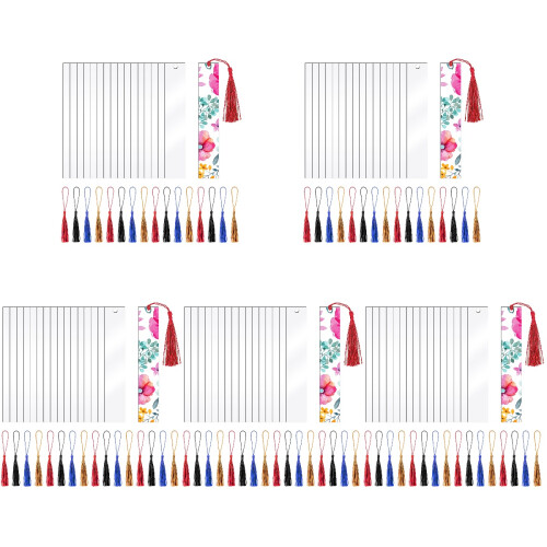 200 Pcs Clear Acrylic Blank Bookmarks With Tassels For Diy 1