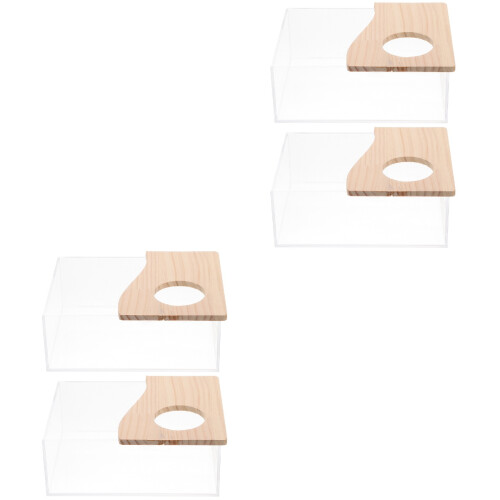 4 Pcs Wear-Resistant Transparent Chinchilla Bath Containers 2