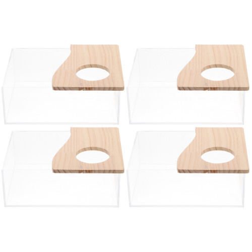 4 Pcs Wear-Resistant Transparent Chinchilla Bath Containers 1