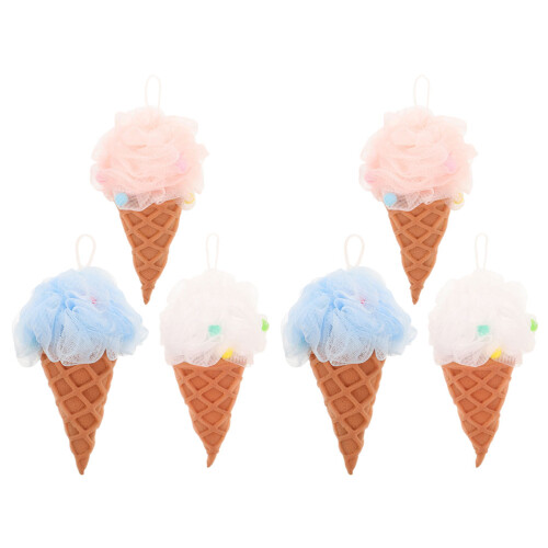 12 Pcs Cartoon Ice Cream Shape Bath Loofahs Scrubber