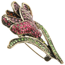 Flower Pin Women Lapel Hat Suit Brooch Rose Rhinestone Shawl Coat