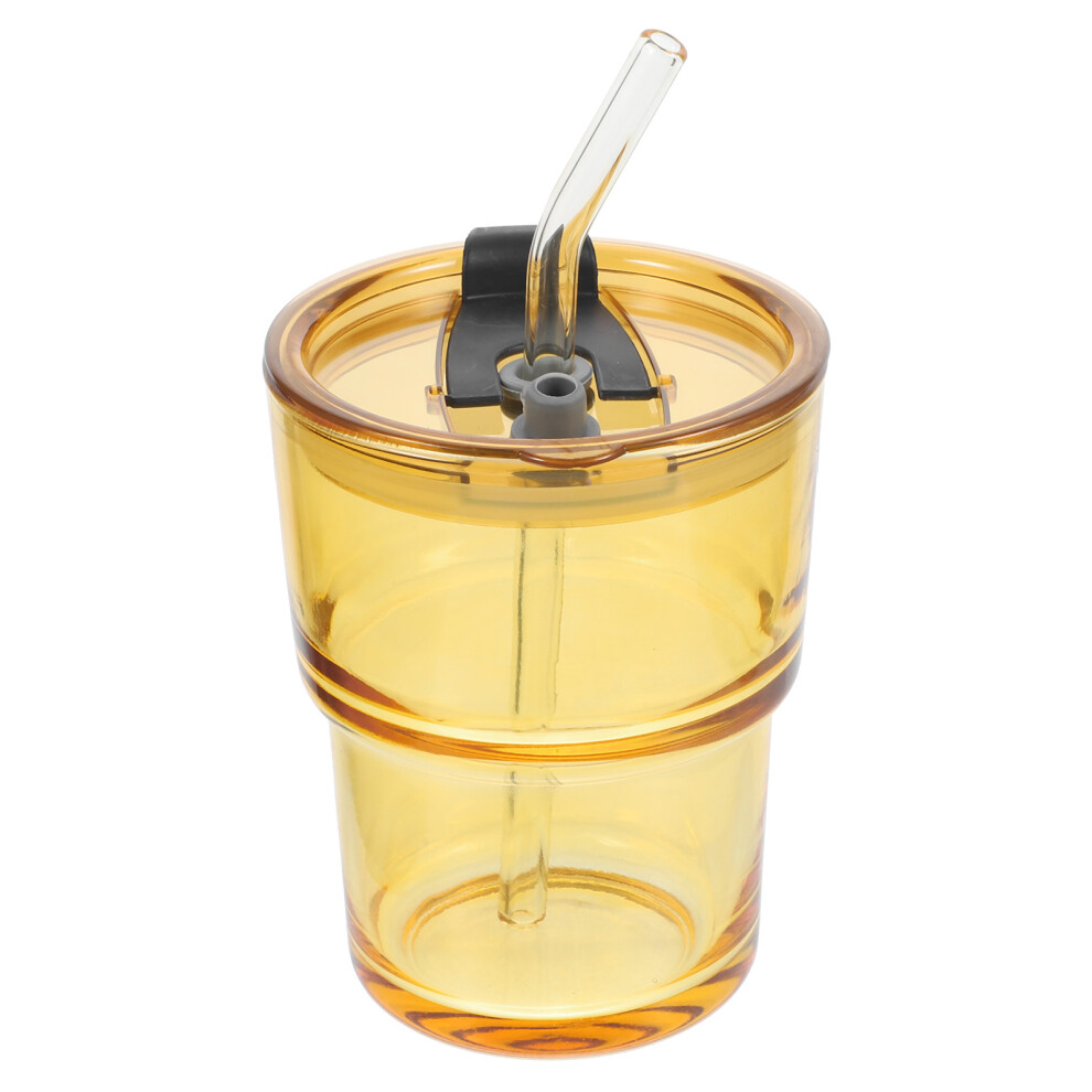2Pcs Glass Water Cup With Lid And Straw For Coffee Juice