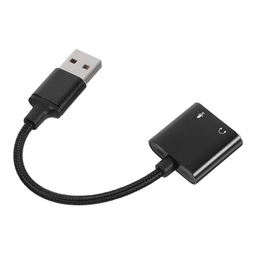 2Pcs External USB Sound Card Adapter With Headphone Microphone Jack 2