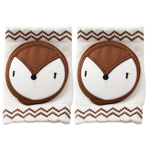 One Pair Fox Pattern Deep Coffee Knee Pads For Kids Infants