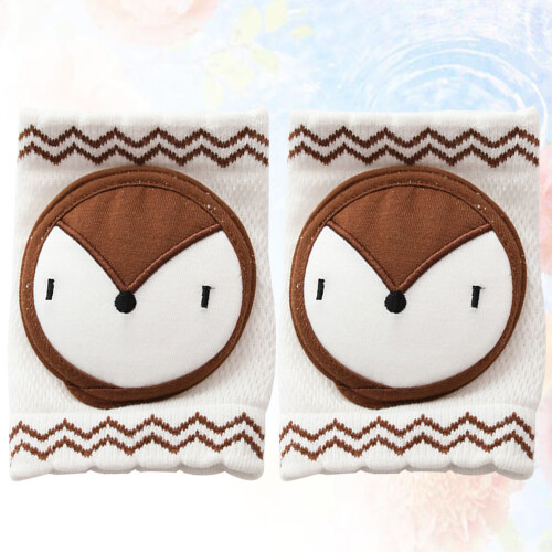 One Pair Fox Pattern Deep Coffee Knee Pads For Kids Infants 2