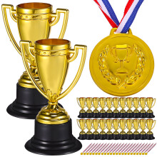 24 Sets Trophy Cups And Medal Models For Sports Awards