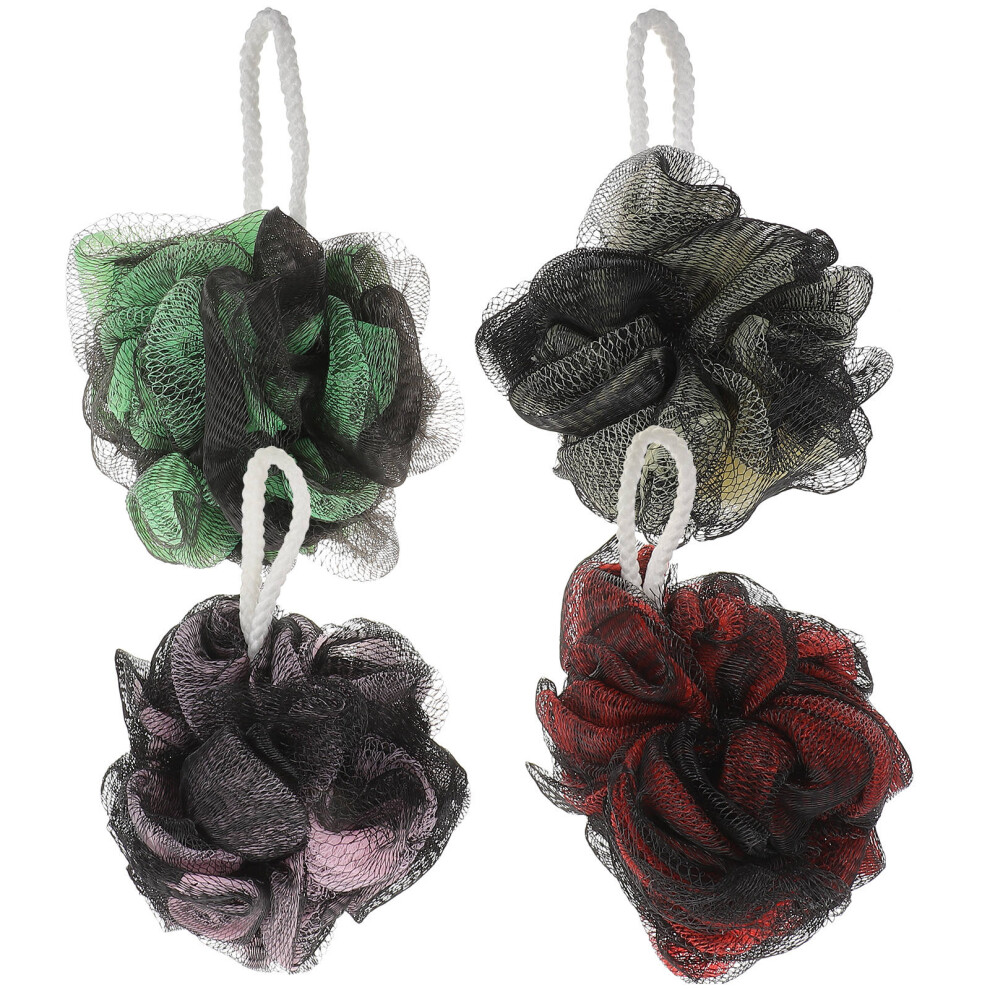 Ohphcall 4Pcs Reusable Shower Loofah Bath Ball For Body Exfoliation