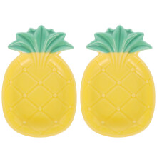 2Pcs Small Ceramic Pineapple Shaped Soy Sauce Vinegar Dishes