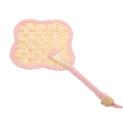 4Pcs Hand Woven Straw Fan Small Four Leaf Clover Shape 1