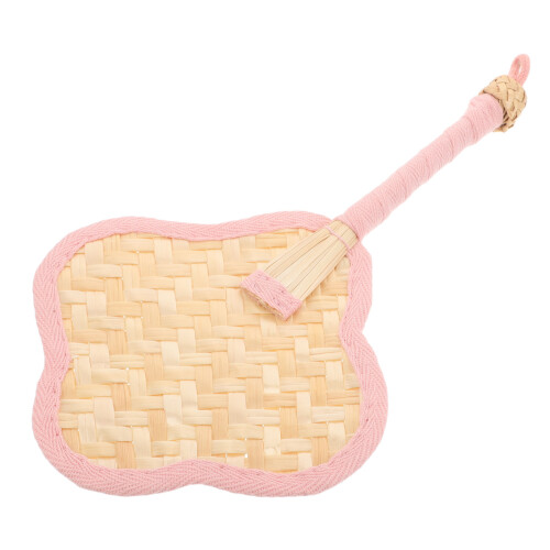4Pcs Hand Woven Straw Fan Small Four Leaf Clover Shape 2