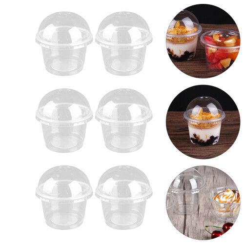 100 Pcs Thickened Storage Cups With Lid For Desserts (Transparent) 2