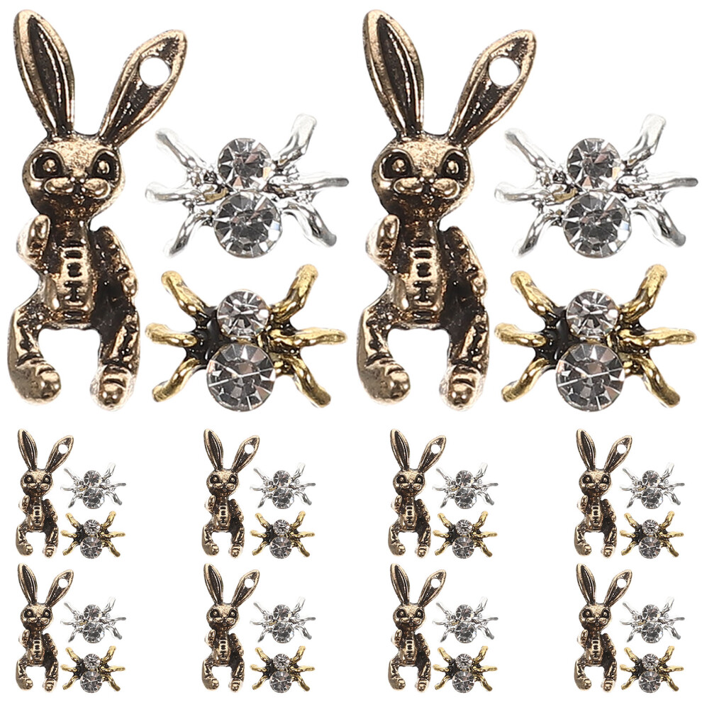 Aboofan 30Pcs Spider And Rabbit Nail Art Charms Diy Tip Accessories