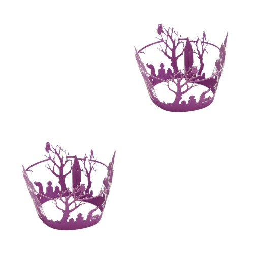 100Pcs Purple Cupcake Cups Easy Assemble Cake Holders for Celebration 2